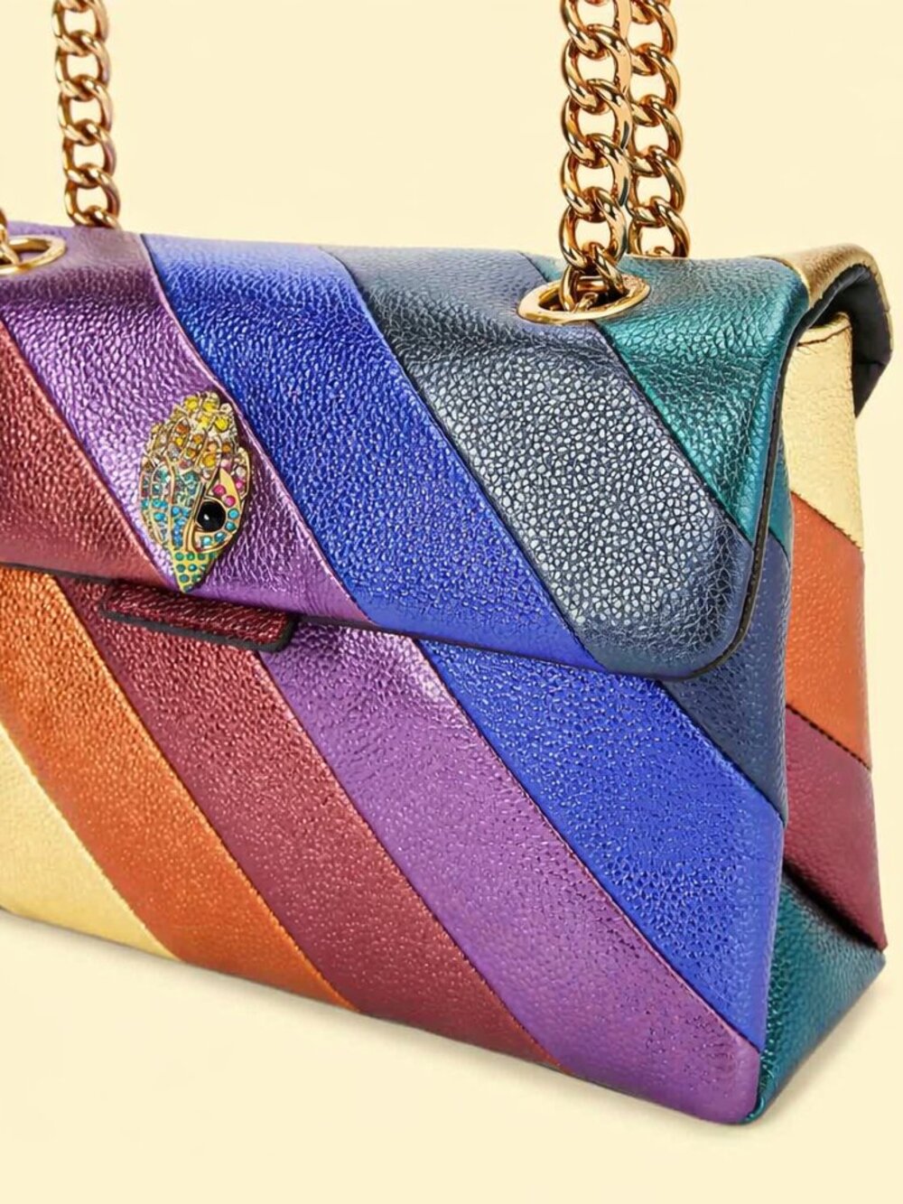 EUC Kurt Geiger Purse, Medium Size Leather Rainbow Kensington Bag